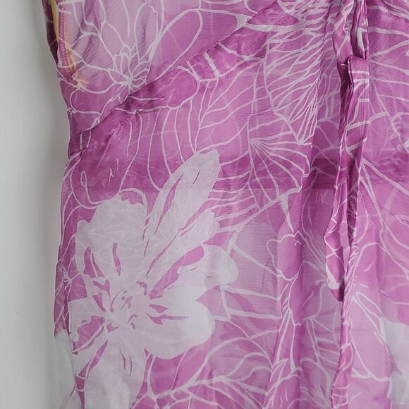 Urban Outfitters Kimchi Blue Silk Flowy Sheer Purple Floral Swim Cover-Up Size M - Picture 4 of 11